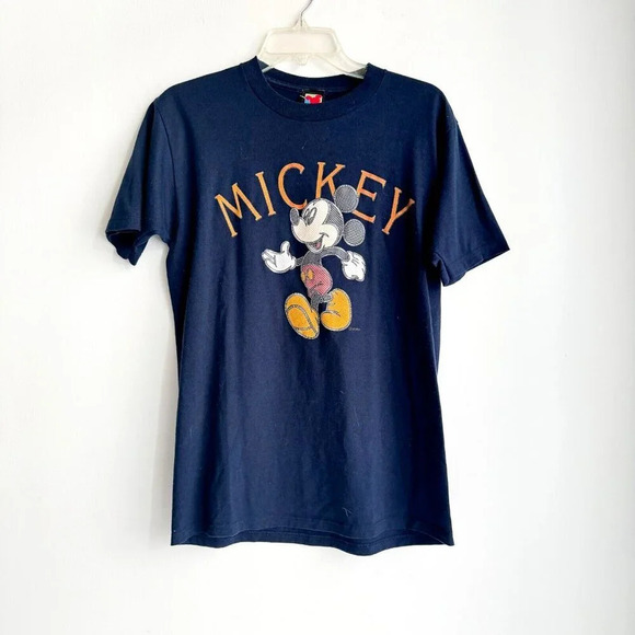 Vintage Mickey Unlimited Textured Mickey Mouse Graphic navy  Blue T shirt M - Picture 3 of 8